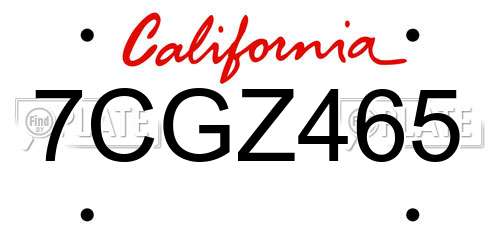 7CGZ465 California License Plate