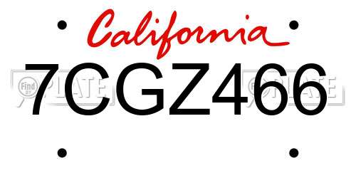 7CGZ466 California License Plate