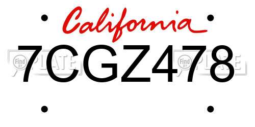 7CGZ478 California License Plate