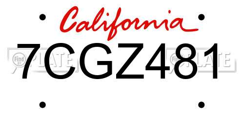 7CGZ481 California License Plate