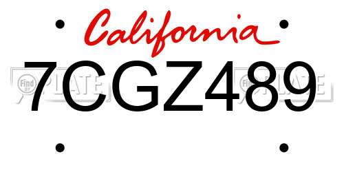 7CGZ489 California License Plate