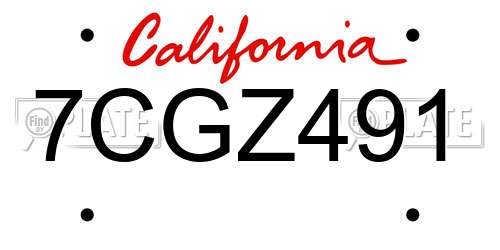 7CGZ491 California License Plate