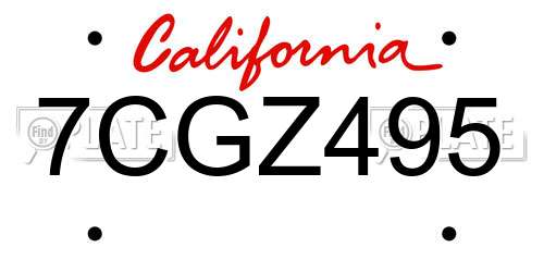7CGZ495 California License Plate