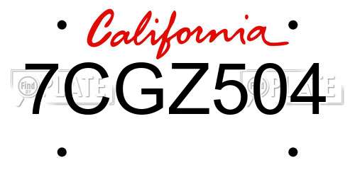 7CGZ504 California License Plate