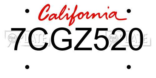 7CGZ520 California License Plate