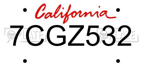 7CGZ532 California License Plate