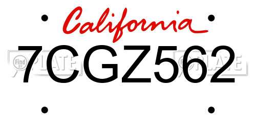7CGZ562 California License Plate