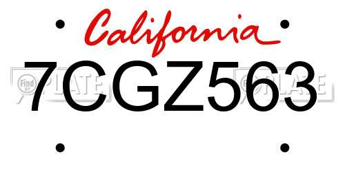 7CGZ563 California License Plate