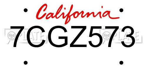 7CGZ573 California License Plate