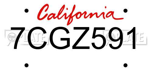 7CGZ591 California License Plate
