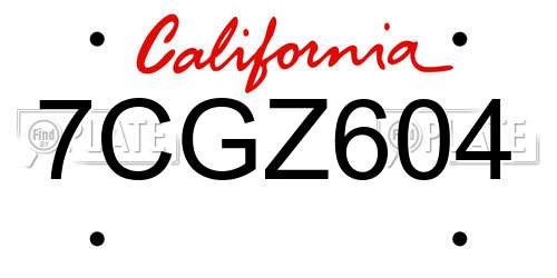 7CGZ604 California License Plate