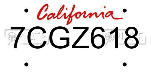 7CGZ618 California License Plate