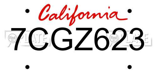 7CGZ623 California License Plate