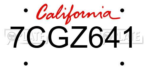 7CGZ641 California License Plate