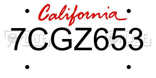 7CGZ653 California License Plate