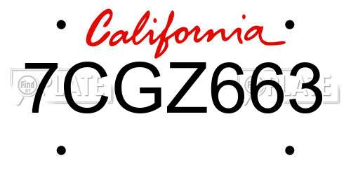 7CGZ663 California License Plate