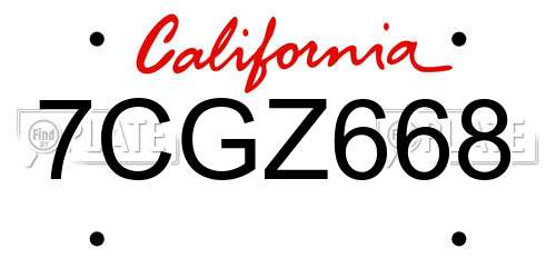 7CGZ668 California License Plate