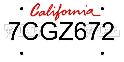7CGZ672 California License Plate
