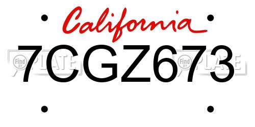 7CGZ673 California License Plate