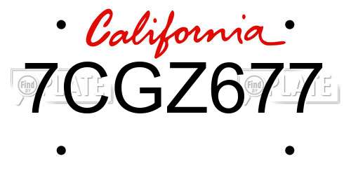 7CGZ677 California License Plate