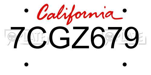 7CGZ679 California License Plate