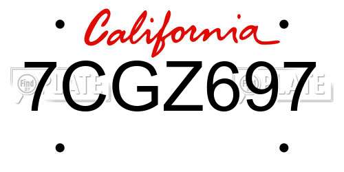 7CGZ697 California License Plate