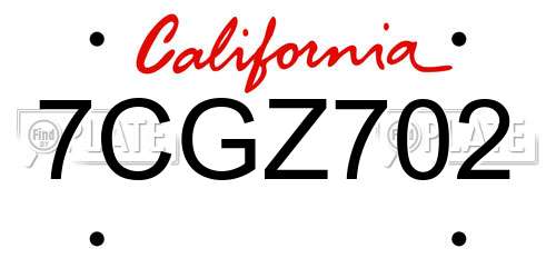 7CGZ702 California License Plate