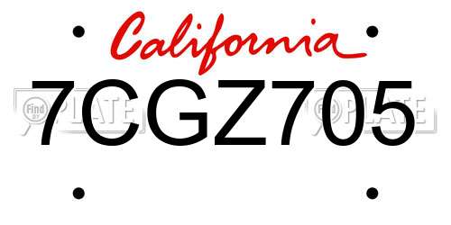 7CGZ705 California License Plate