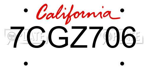 7CGZ706 California License Plate