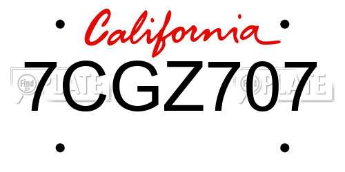 7CGZ707 California License Plate