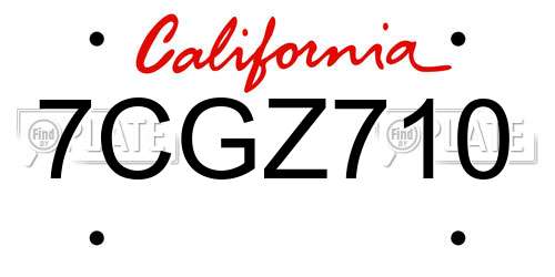 7CGZ710 California License Plate