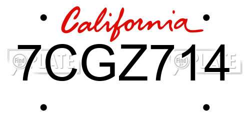 7CGZ714 California License Plate