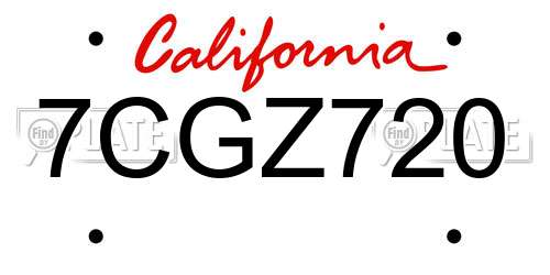 7CGZ720 California License Plate