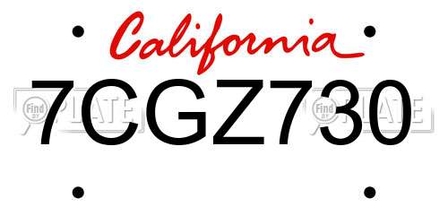 7CGZ730 California License Plate