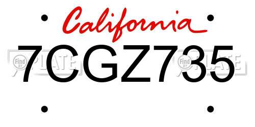 7CGZ735 California License Plate