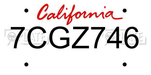 7CGZ746 California License Plate