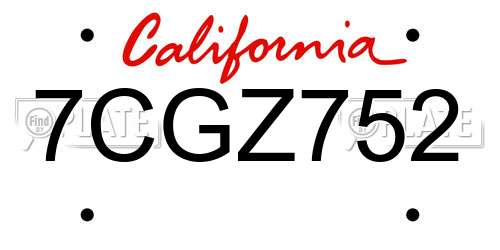 7CGZ752 California License Plate