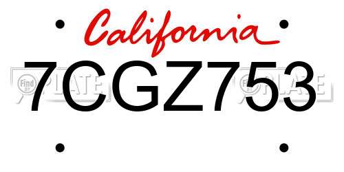 7CGZ753 California License Plate