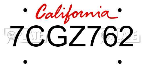7CGZ762 California License Plate