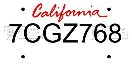 7CGZ768 California License Plate