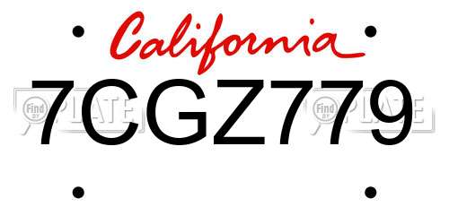 7CGZ779 California License Plate