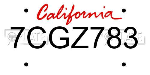 7CGZ783 California License Plate