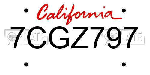 7CGZ797 California License Plate