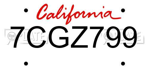 7CGZ799 California License Plate