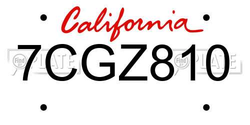 7CGZ810 California License Plate