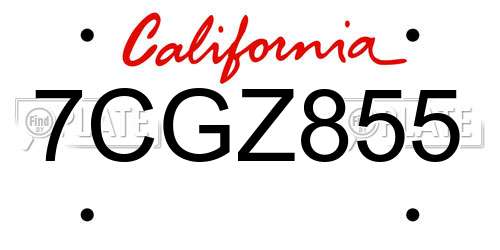 7CGZ855 California License Plate