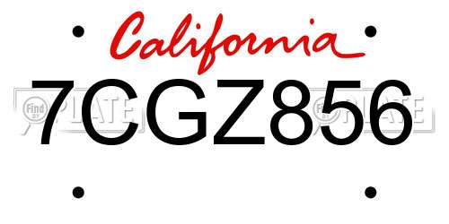 7CGZ856 California License Plate