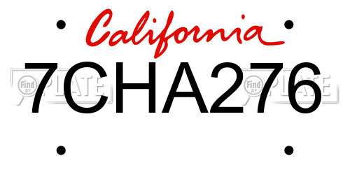 7CHA276 California License Plate