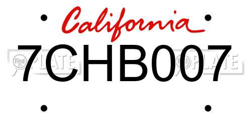 7CHB007 California License Plate