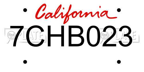 7CHB023 California License Plate
